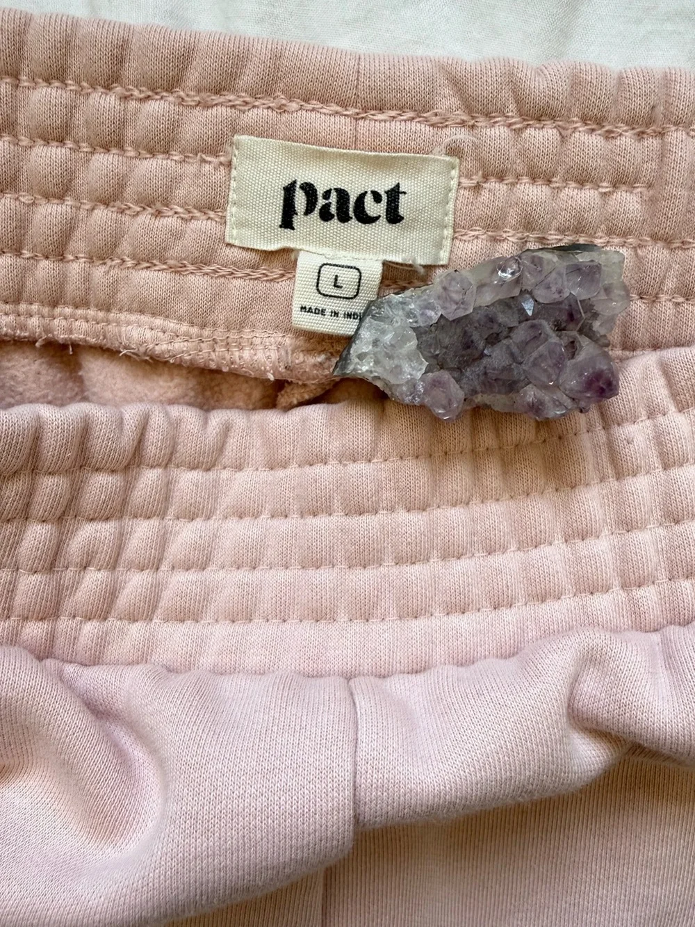 Pact Courtside Pink Split Hem Organic Cotton Fleece Sweatpants Wide Leg SZ Large - Picture 12 of 13